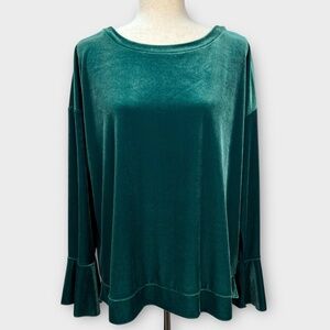 Worthington Green Velour Top Holiday Christmas Party Women's PXL Romantic Fairy